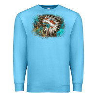 Ocean Blue indian headress sunflower leopard Premium Sweatshirt - AdoDesignShop