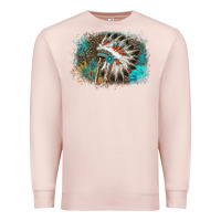 Pale Pink indian headress sunflower leopard Premium Sweatshirt - AdoDesignShop