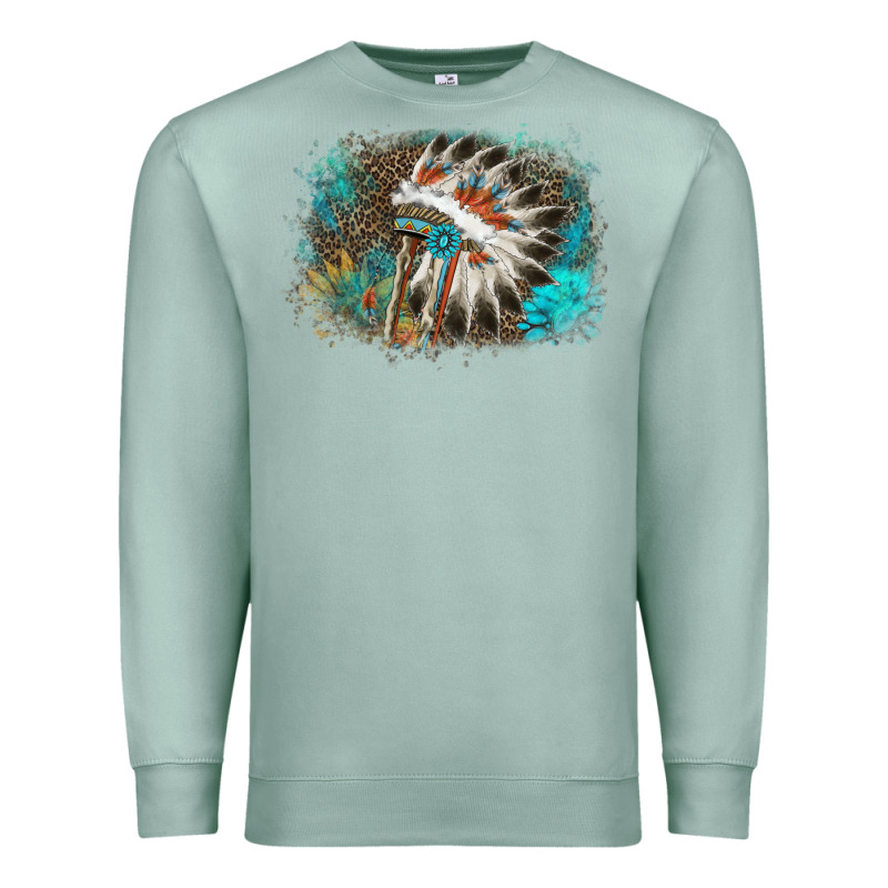 Indian Headress Sunflower Leopard Premium Sweatshirt by AdoDesignShop | Teevron