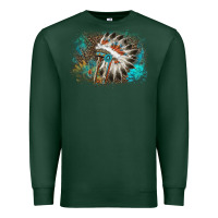 Sports Green indian headress sunflower leopard Premium Sweatshirt - AdoDesignShop
