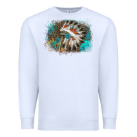 White indian headress sunflower leopard Premium Sweatshirt - AdoDesignShop