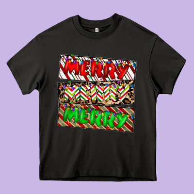 Merry Merry Merry Heavy Core Tee Designed By Cowhidedigitalart