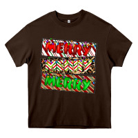 Chocolate Brown merry merry merry Heavy Core Tee - CowhideDigitalArt
