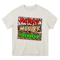Cream merry merry merry Heavy Core Tee - CowhideDigitalArt