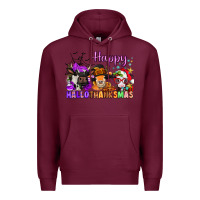 Burgundy happy hallothanksmas cows  nancy Premium Hoodie - NancyCooperArtShop