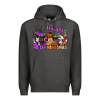 Charcoal Heather happy hallothanksmas cows  nancy Premium Hoodie - NancyCooperArtShop