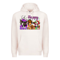 Pale Pink happy hallothanksmas cows  nancy Premium Hoodie - NancyCooperArtShop