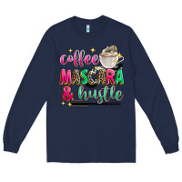 Navy coffee mascara and hustle Long Sleeve Tee - Zillion Design Studio