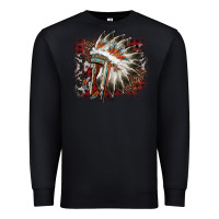 Black İndian Headress Cowhide Premium Sweatshirt - AdoDesignShop