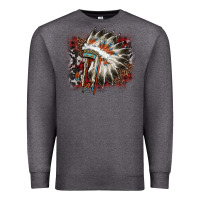Charcoal Heather İndian Headress Cowhide Premium Sweatshirt - AdoDesignShop