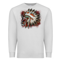 Dove Grey İndian Headress Cowhide Premium Sweatshirt - AdoDesignShop