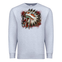 Heather Grey İndian Headress Cowhide Premium Sweatshirt - AdoDesignShop