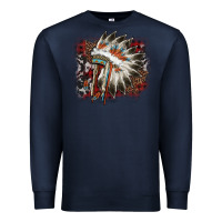 Navy İndian Headress Cowhide Premium Sweatshirt - AdoDesignShop