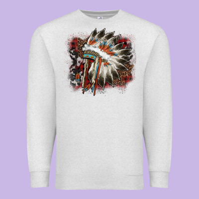İndian Headress Cowhide Premium Sweatshirt Designed By Adodesignshop