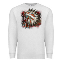 Oatmeal Heather İndian Headress Cowhide Premium Sweatshirt - AdoDesignShop