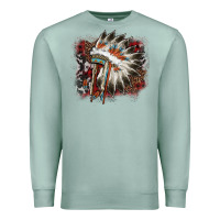 Seafoam İndian Headress Cowhide Premium Sweatshirt - AdoDesignShop