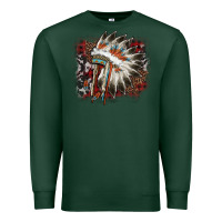 Sports Green İndian Headress Cowhide Premium Sweatshirt - AdoDesignShop