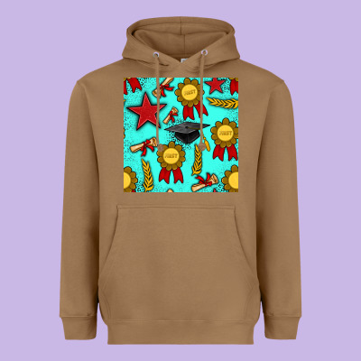 Graduation Seamless Pattern Heavyweight Hoodie Designed By Bundleandbundleshop