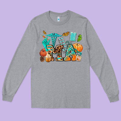 Fall And Nurse Elements Medical Assistant Long Sleeve Tee Designed By Adodesignshop