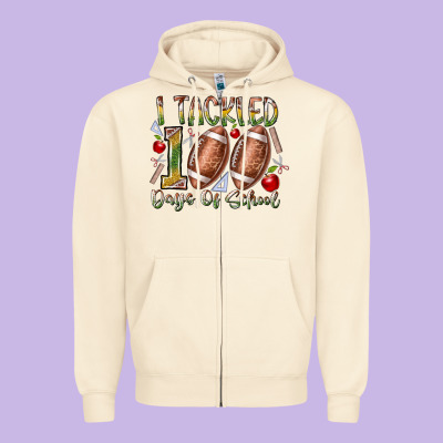 I Tackled 100 Days Of School Zipper Hoodie Designed By Racoondesign
