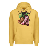Antique Gold cowgirl boots hat horns cactus Premium Hoodie - NancyCooperArtShop