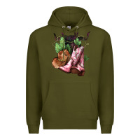 Army Green cowgirl boots hat horns cactus Premium Hoodie - NancyCooperArtShop
