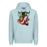 Blue Mist cowgirl boots hat horns cactus Premium Hoodie - NancyCooperArtShop