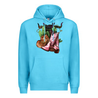 Ocean Blue cowgirl boots hat horns cactus Premium Hoodie - NancyCooperArtShop