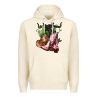 Sandshell cowgirl boots hat horns cactus Premium Hoodie - NancyCooperArtShop