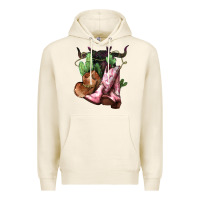 Tofu cowgirl boots hat horns cactus Premium Hoodie - NancyCooperArtShop