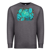 Charcoal Heather turquoise leopard background Premium Sweatshirt - AdoDesignShop