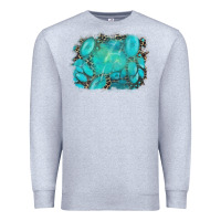 Heather Grey turquoise leopard background Premium Sweatshirt - AdoDesignShop
