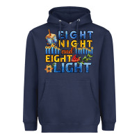 Navy eight night and eight light for hanukkah Heavyweight Hoodie - AdoDesignShop