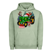 Pigment Oil Green farm tractor christmas Urban Hoodie - MaliasSmallBusiness