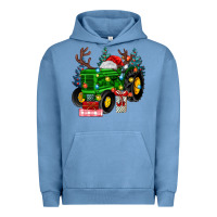 Pigment Pebble Blue farm tractor christmas Urban Hoodie - MaliasSmallBusiness