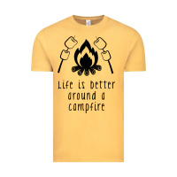 Vintage Mustard life is better around a campfire Vintage Tee - Unal Design