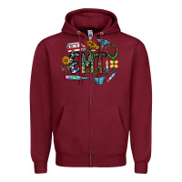 Burgundy emt Zipper Hoodie - CowhideDigitalArt