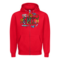 Red emt Zipper Hoodie - CowhideDigitalArt