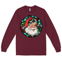 Burgundy Christmas Santa Claus Long Sleeve Tee - RanaPortraitStore
