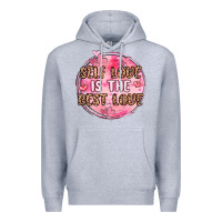 Heather Grey self love is the best love Premium Hoodie - MaliasSmallBusiness