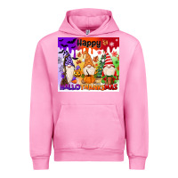 Fuchsia Pink happy hallothanksmas gnomies Urban Hoodie - MaliasSmallBusiness