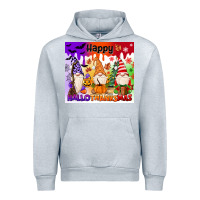 Heather Grey happy hallothanksmas gnomies Urban Hoodie - MaliasSmallBusiness