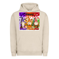 Pigment French Oak happy hallothanksmas gnomies Urban Hoodie - MaliasSmallBusiness