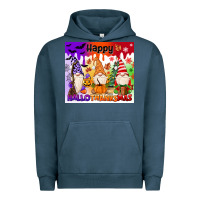 Pigment Midnight Navy happy hallothanksmas gnomies Urban Hoodie - MaliasSmallBusiness