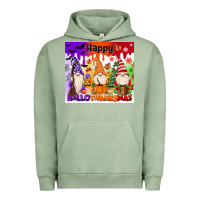 Pigment Oil Green happy hallothanksmas gnomies Urban Hoodie - MaliasSmallBusiness