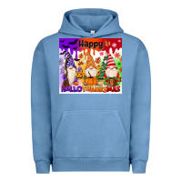 Pigment Pebble Blue happy hallothanksmas gnomies Urban Hoodie - MaliasSmallBusiness