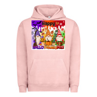Pigment Salmon happy hallothanksmas gnomies Urban Hoodie - MaliasSmallBusiness