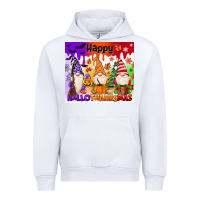 White happy hallothanksmas gnomies Urban Hoodie - MaliasSmallBusiness