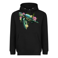 Black sea turtle with lotus Heavyweight Hoodie - Artiststas