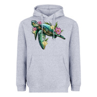 Heather Grey sea turtle with lotus Heavyweight Hoodie - Artiststas